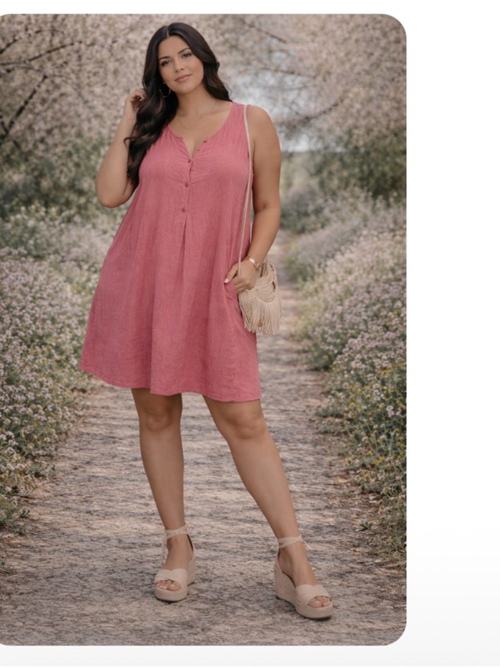 Ava & Viv Dusty Rose Sleeveless Button-Front Mini Dress
